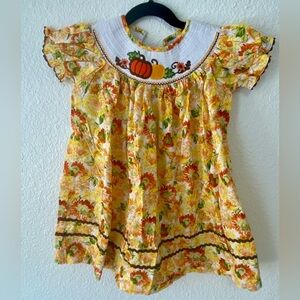 Lil Cactus Smocked Dress Pumpkin Fall Size 2t